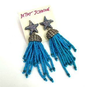 ✨SALE✨ Betsey Johnson Crystal Starfish Tassel Beaded Dangle Earrings